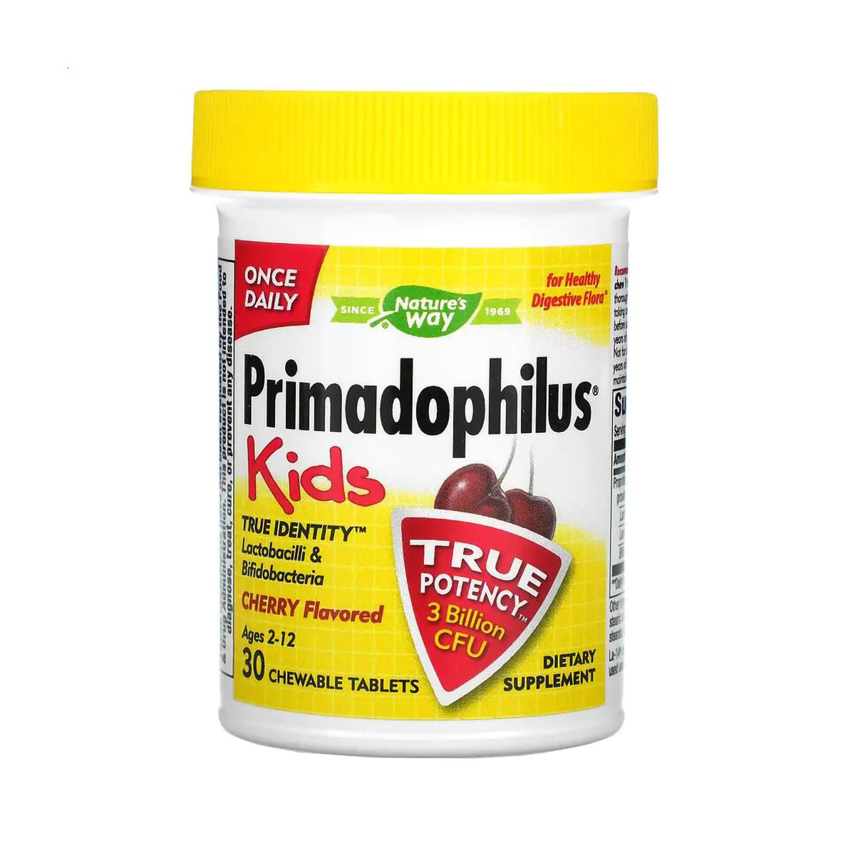 Пробіотик для дітей від 2 років Nature's Way Primadophilus Kids зі смаком вишні, 30 жувальних таблеток